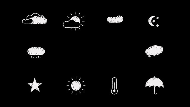 10 Weather Hand Drawn Jittery Icons Overlay