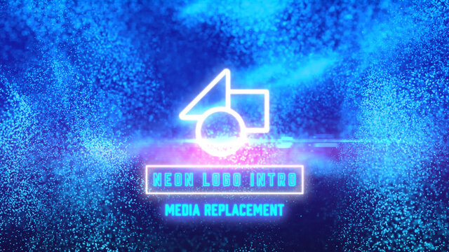 Neon Logo Intro Media Replacement and Text Particles Title