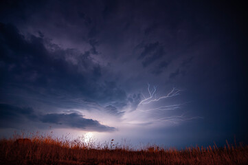 Fototapeta na wymiar Lightning at night