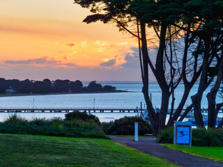 Beautiful view at twilight from The Foreshore - Portarlington, Victoria, Australia