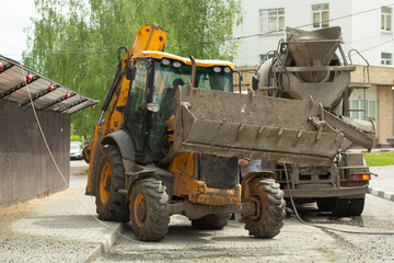 Heavy machinery at a construction site.