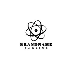 dynamic atom molecule science logo icon cartoon design template vector sign