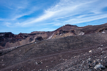 山梨県、静岡県にある富士山を登山する風景 A view of climbing Mt. Fuji in Yamanashi and Shizuoka Prefectures.