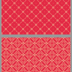 Bright background patterns with decorative ornaments on a red background, vector set, seamless patterns, wallpapers, textures