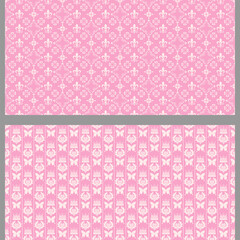 Cute background patterns in vintage style on pink background, vector set, seamless pattern, wallpaper, texture