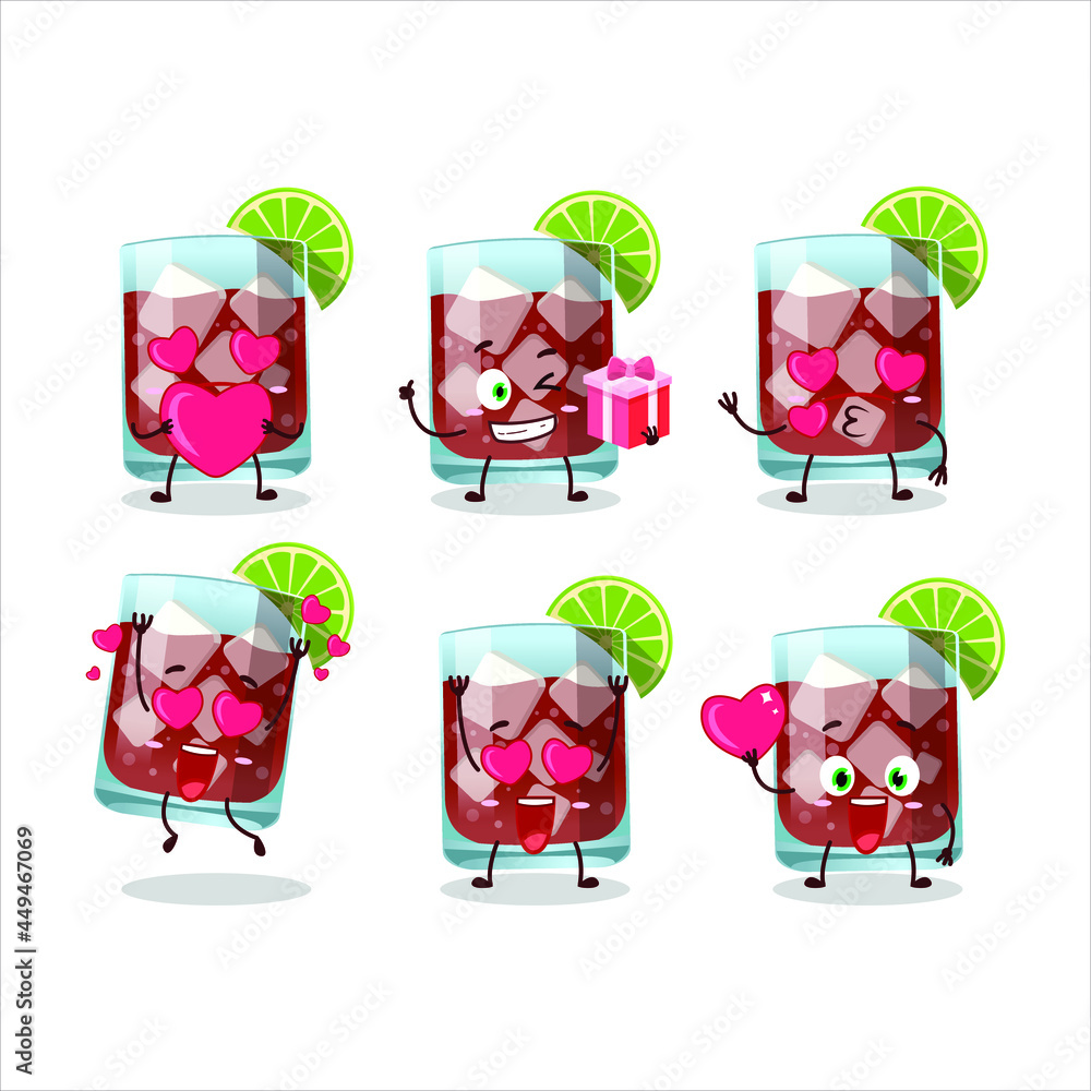 Sticker sazerac cartoon character with love cute emoticon. vector illustration