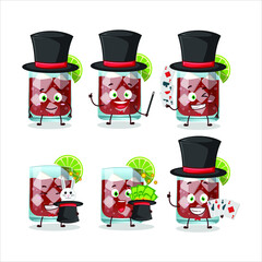 A sazerac Magician cartoon character perform on a stage. Vector illustration