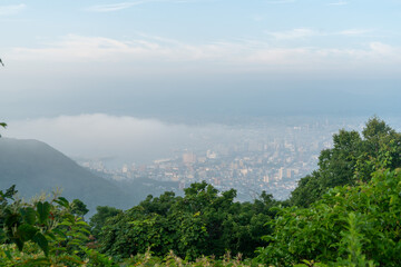 Fototapeta premium 北海道函館市の函館山を登山する風景 A view of climbing Mount Hakodate in Hakodate, Hokkaido. 