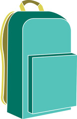 Turquoise and Yellow Backpack Vector Icon
