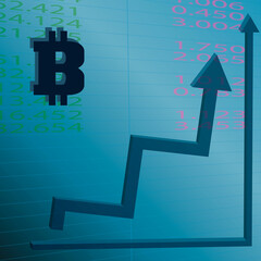 Business-style wallpaper with a graph and a bitcoin sign.