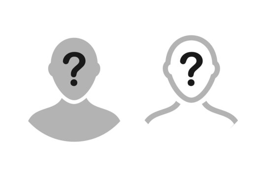 User profile with question icon. Unknown person, suspect concept. Illustration vector
