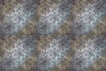 Seamless pattern with interesting doodles on colorfil background. Pano. Raster illustration.