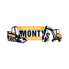 skid steer and excavator rental illustration logo © idealis