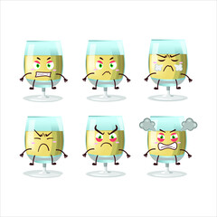 White wine cartoon character with various angry expressions. Vector illustration