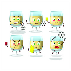 White wine cartoon character working as a Football referee. Vector illustration