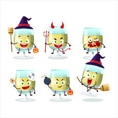 Halloween expression emoticons with cartoon character of white wine. Vector illustration