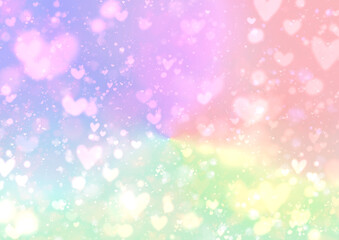 ハートが可愛いファンタジーレインボー背景