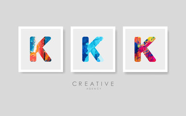 Contemporary hand-painted creative abstract composition font logo set. suitable for company
