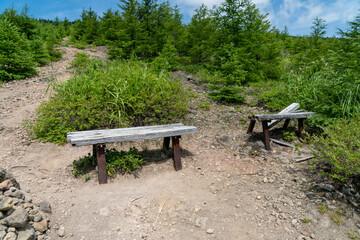 北海道森町、鹿部町、七飯町の北海道駒ヶ岳を登山する風景 Scenery of climbing Mt. Hokkaido-Komagatake in Morimachi, Shikabe-cho, and Nanae-cho, Hokkaido.