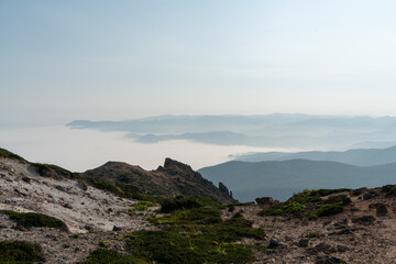 北海道函館市の恵山を登山する風景 Scenery of climbing Mt. E in Hakodate, Hokkaido.