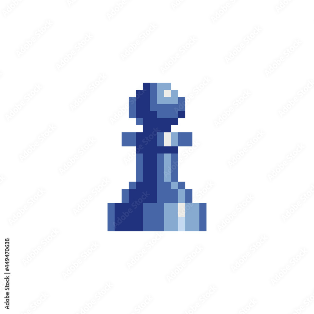 Poster pawn icon. chess application. pixel art style. 8-bit video game sprite. game assets. isolated abstra