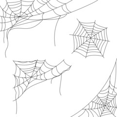 Set with spider web. Halloween decoration.