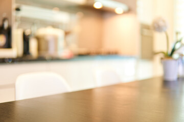 Warm blur bokeh kitchen view