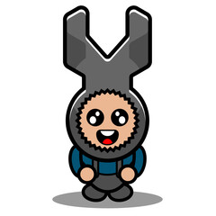 vector cartoon character mascot costume mechanical tool wrench cute doodle wrench