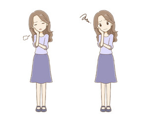 ため息をつくロングヘアの女性