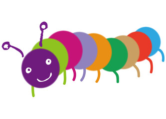 One caterpillar with colorful body and legs