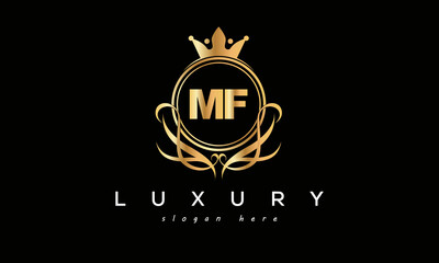 MF royal premium luxury logo with crown	