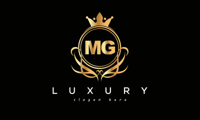 Fototapeta na wymiar MG royal premium luxury logo with crown 