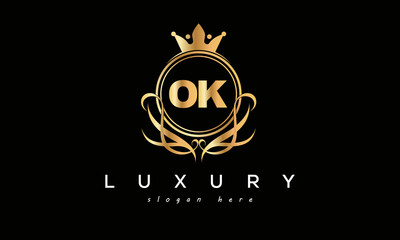 OK royal premium luxury logo with crown	