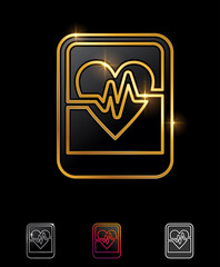 Golden Medical Health Monitor Vector Sign