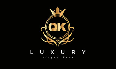 QK royal premium luxury logo with crown	