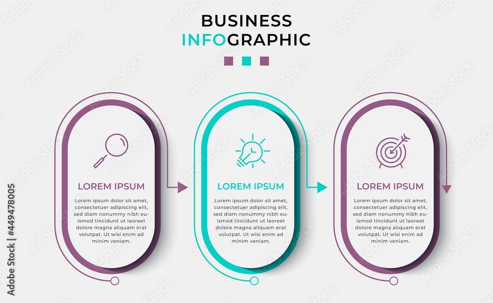 Wall mural business infographic design template vector with icons and 3 options or steps. can be used for proce