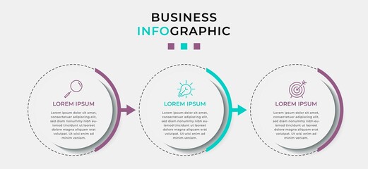 Business Infographic design template Vector with icons and 3 options or steps. Can be used for process diagram, presentations, workflow layout, banner, flow chart, info graph