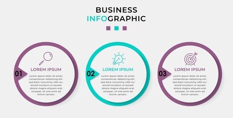 Business Infographic design template Vector with icons and 3 options or steps. Can be used for process diagram, presentations, workflow layout, banner, flow chart, info graph