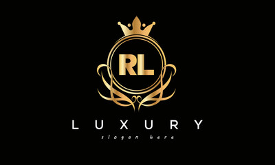 RL royal premium luxury logo with crown	