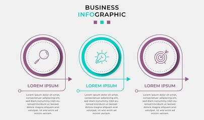 Business Infographic design template Vector with icons and 3 options or steps. Can be used for process diagram, presentations, workflow layout, banner, flow chart, info graph