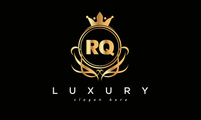 RQ royal premium luxury logo with crown	