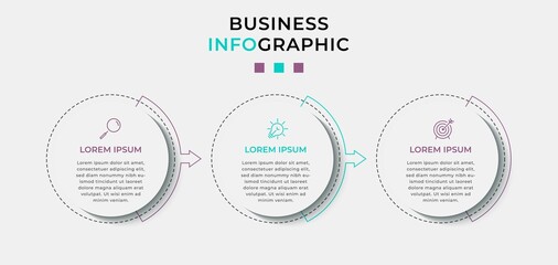 Business Infographic design template Vector with icons and 3 options or steps. Can be used for process diagram, presentations, workflow layout, banner, flow chart, info graph