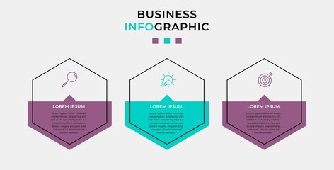 Business Infographic design template Vector with icons and 3 options or steps. Can be used for process diagram, presentations, workflow layout, banner, flow chart, info graph