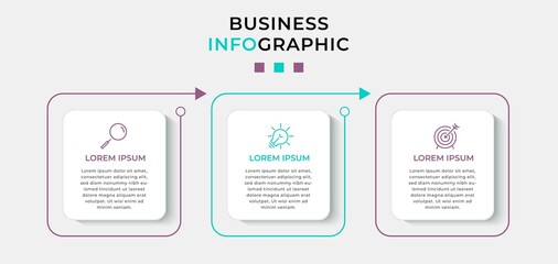 Business Infographic design template Vector with icons and 3 options or steps. Can be used for process diagram, presentations, workflow layout, banner, flow chart, info graph