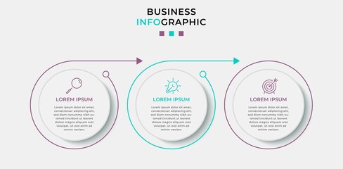 Business Infographic design template Vector with icons and 3 options or steps. Can be used for process diagram, presentations, workflow layout, banner, flow chart, info graph