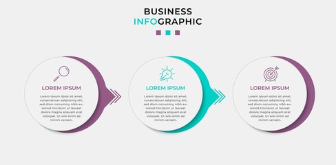 Business Infographic design template Vector with icons and 3 options or steps. Can be used for process diagram, presentations, workflow layout, banner, flow chart, info graph