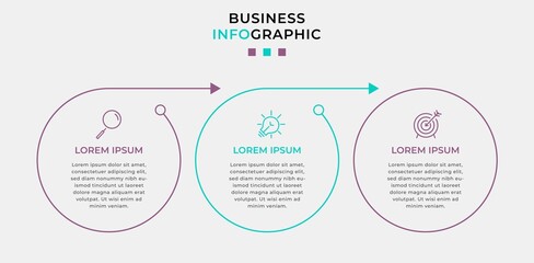 Business Infographic design template Vector with icons and 3 options or steps. Can be used for process diagram, presentations, workflow layout, banner, flow chart, info graph