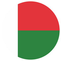 Colored Madagascar flag. Vector illustration of circle Madagascar flag