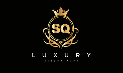 SQ royal premium luxury logo with crown	