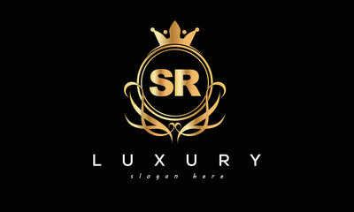 SR royal premium luxury logo with crown	